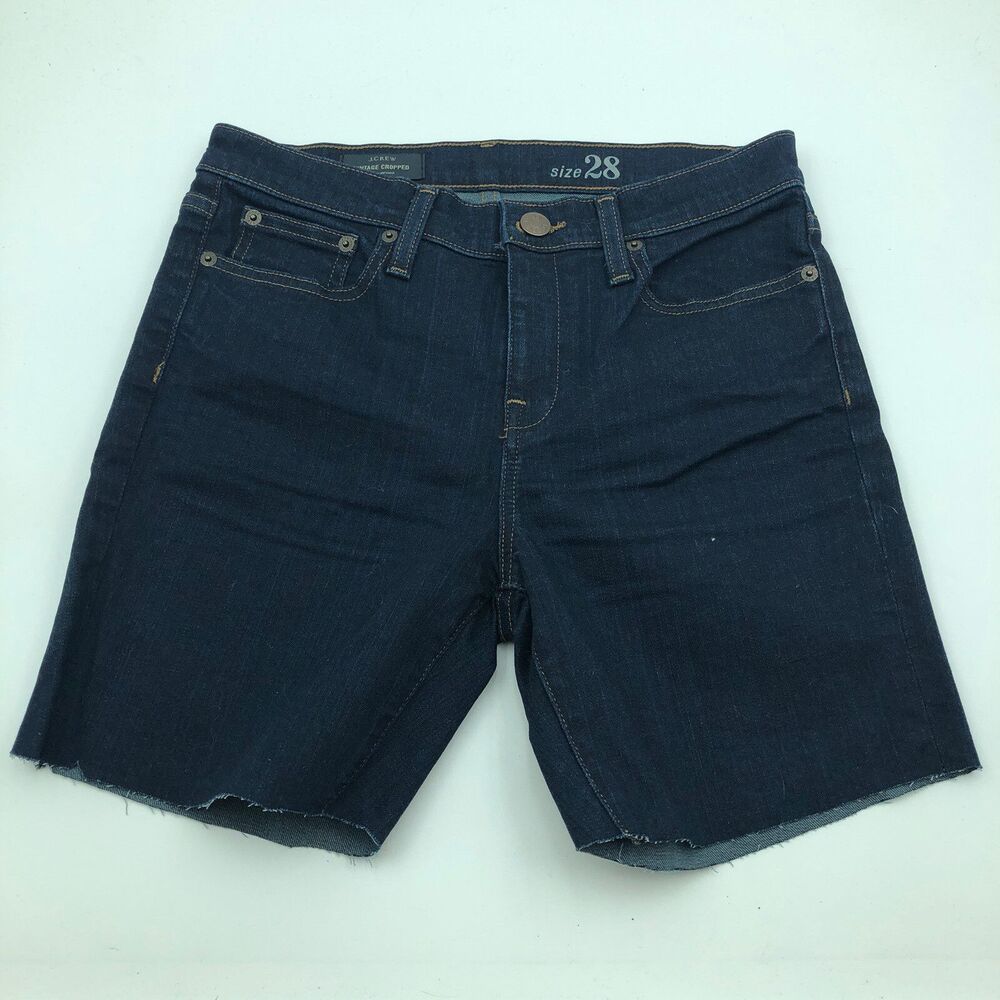 J.CREW Dark Blue Vintage Cropped Cutoff Denim Jean Shorts C0982 sz 28 (29x6)